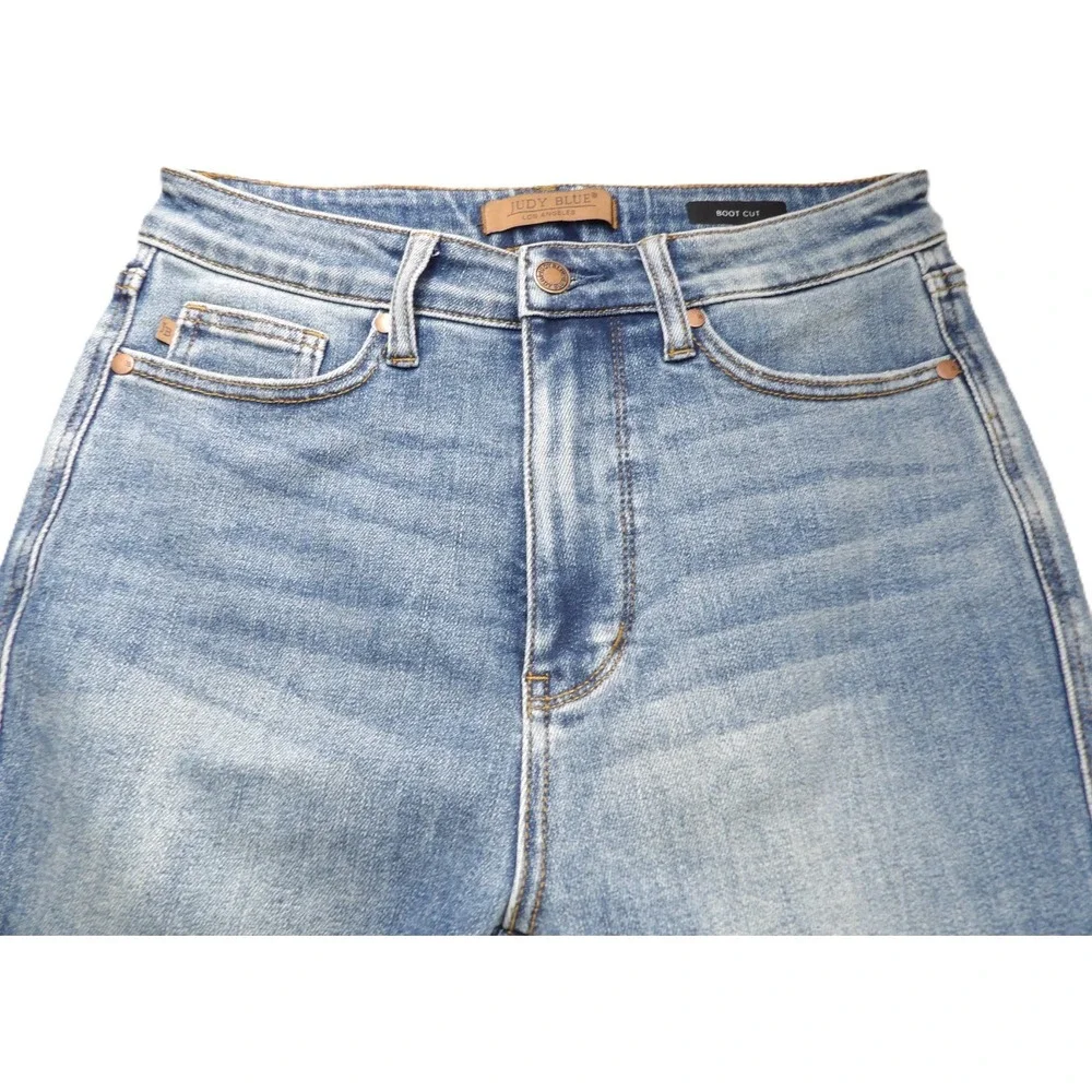 Judy Blue Bootcut Jeans Women 7/28 Short Blue Denim Stretch Tummy Control Flared